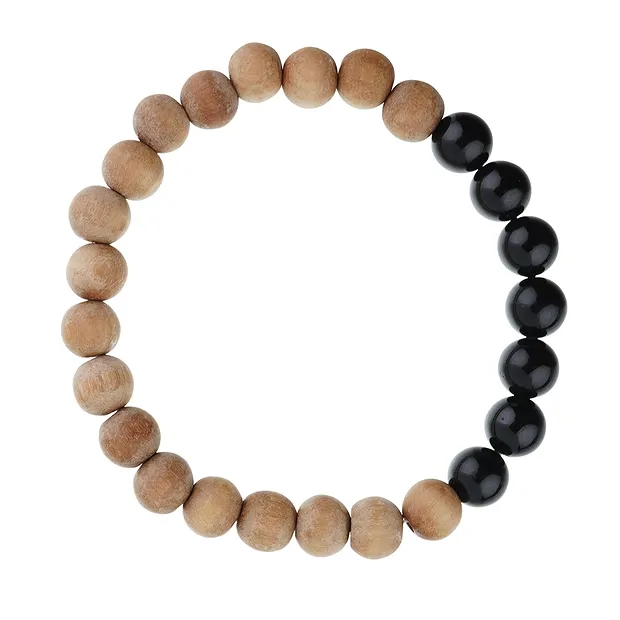 Bracelet, Schorl, bois de santal, boule, 8mm, 20cm | Marco Schreier