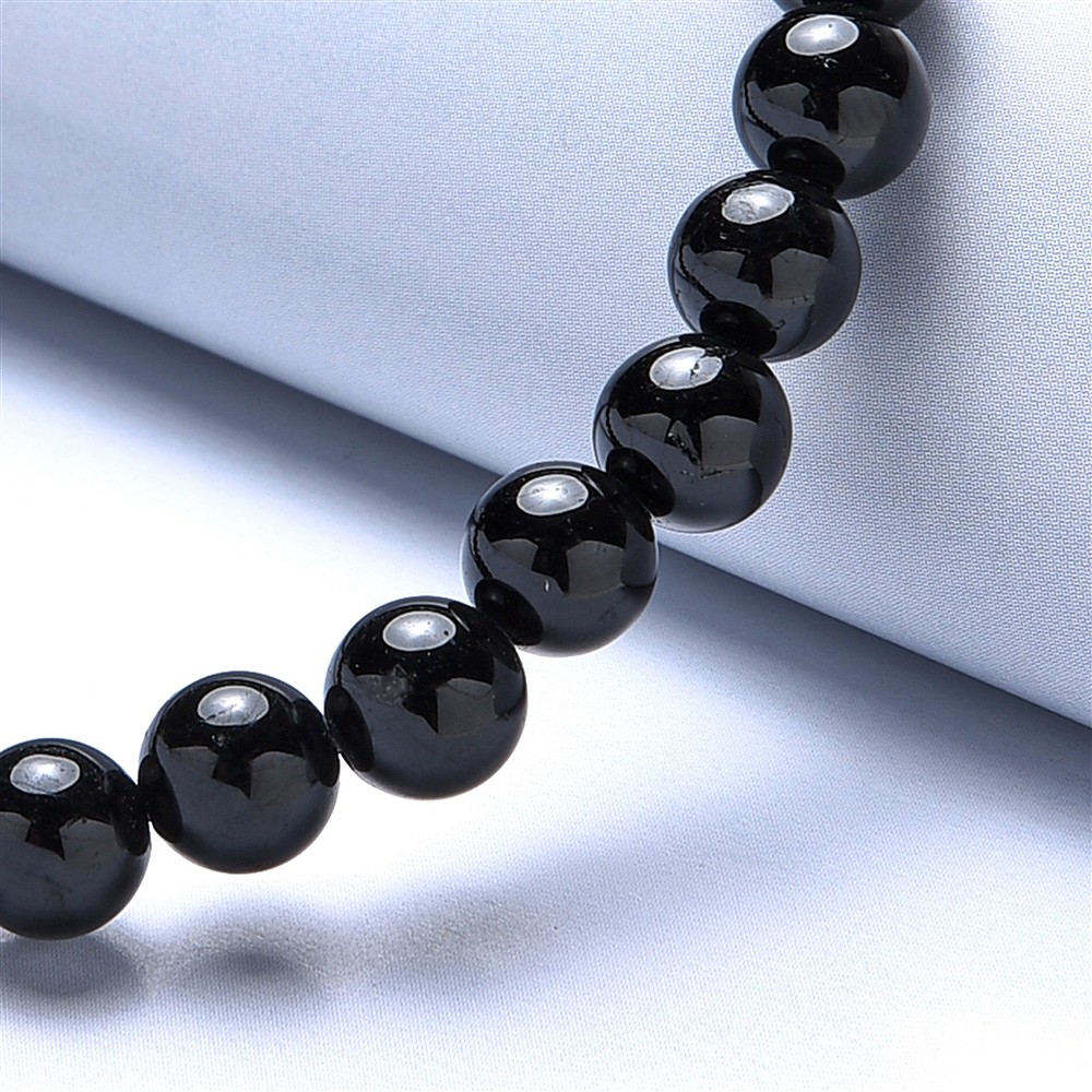 Bracelet, Schorl (stab.), 06mm boules, 15cm (pour enfants) | Marco Schreier