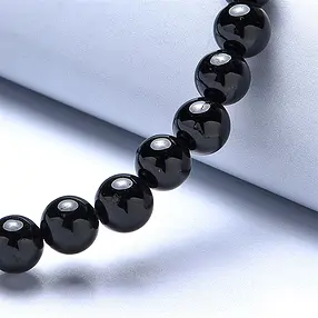 Bracciale, Schorl, perline da 06 mm, 15 cm (per bambini) | Marco Schreier
