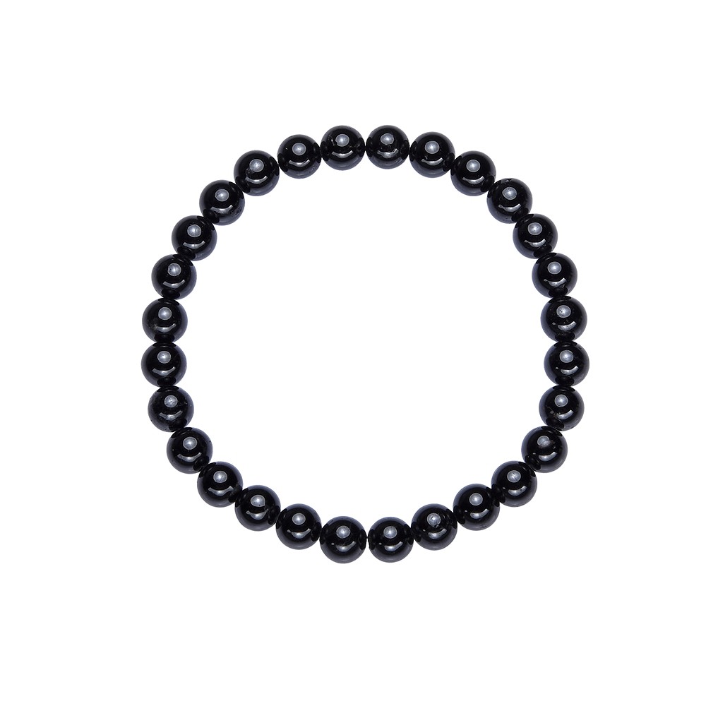 Bracelet, Schorl (stab.), 06mm boules, 15cm (pour enfants) | Marco Schreier