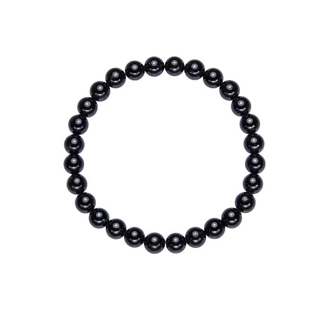 Bracelet, Schorl (stab.), 06mm boules, 15cm (pour enfants) | Marco Schreier