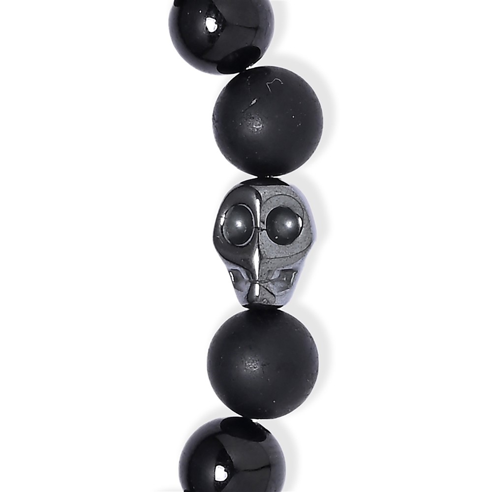 Braccialetto con teschi di cristallo, Schorl, Ematite (18 cm) | Marco Schreier
