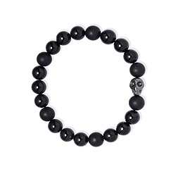 0613850208 Braccialetto con teschi di cristallo, Schorl, Ematite (18 cm) | Marco Schreier
