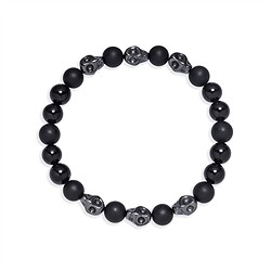 0613850209 Bracelet « crâne de cristal », Schorl, Hématite (21 cm) | Marco Schreier
