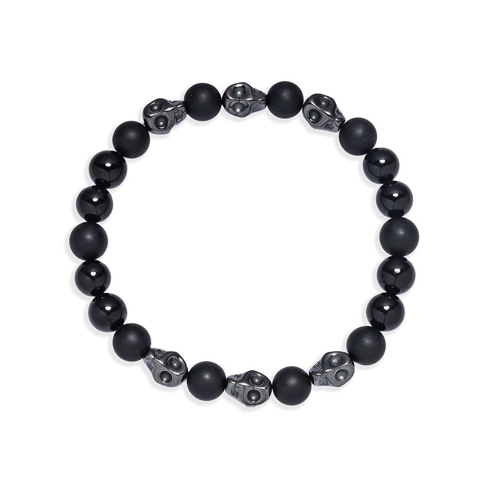 Bracelet « crâne de cristal », Schorl, Hématite (21 cm) | Marco Schreier