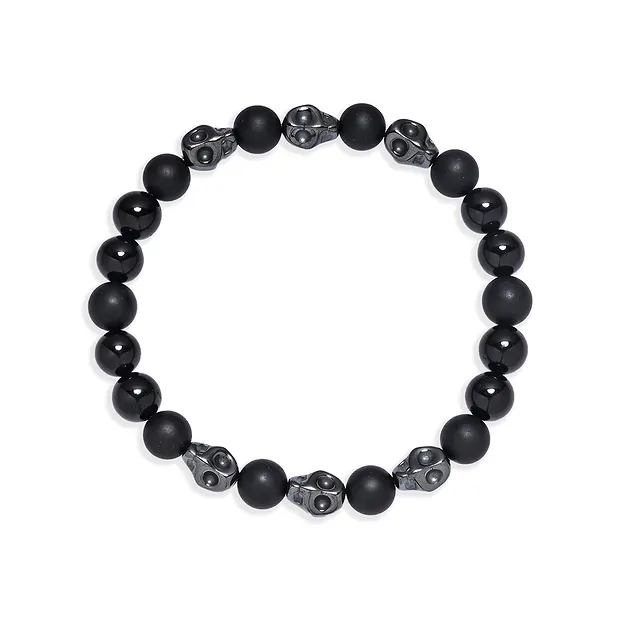 Bracelet « crâne de cristal », Schorl, Hématite (21 cm) | Marco Schreier