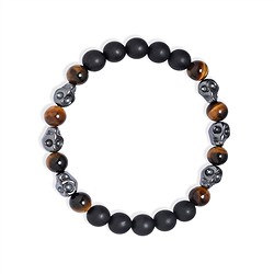 0613850210 Crystal Skull Bracelet, Tourmaline (black), Tiger's Eye, Hematite (21 cm) | Marco Schreier