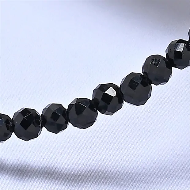 Bracelet, Schorl (stab.), 03mm boules, facetté, 14cm (court) | Marco Schreier