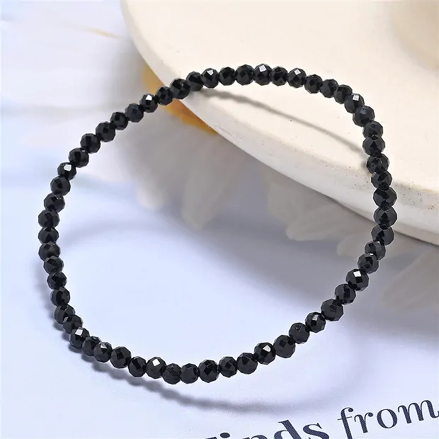 Bracelet, Tourmaline (stab.), 03mm beads, faceted, 14cm (short) | Marco Schreier