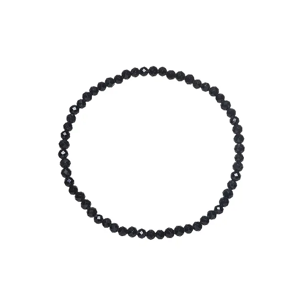 Bracelet, Schorl (stab.), 03mm boules, facetté, 14cm (court) | Marco Schreier