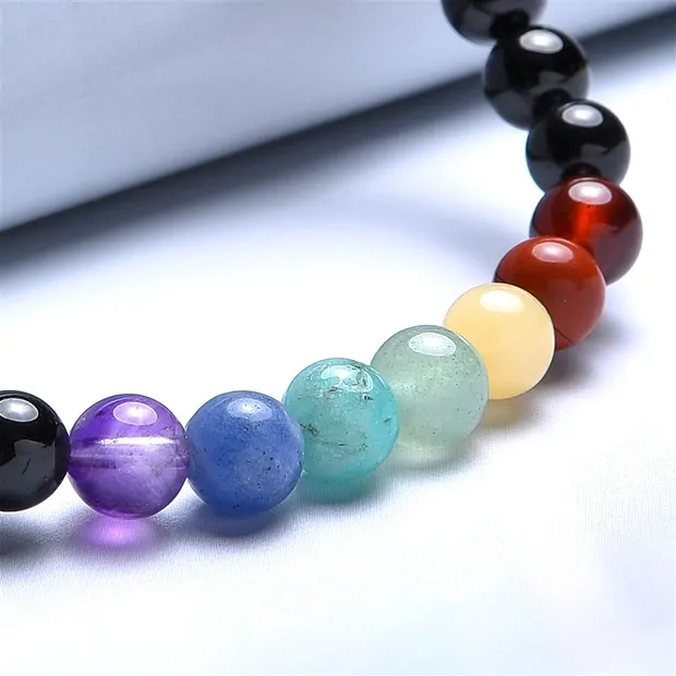 Pulsera, chakra, Turmalina negra (estabilizado), 06mm cuentas, 15cm (para niños) | Marco Schreier