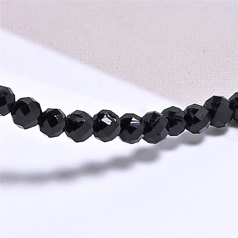 Pulsera, Turmalina negra (estabilizado), 03mm cuentas, facetado, 19cm | Marco Schreier