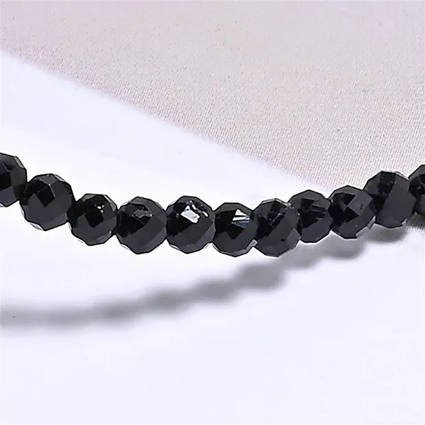 Pulsera, Turmalina negra (estabilizado), 03mm cuentas, facetado, 19cm | Marco Schreier