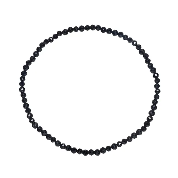 Bracelet, Tourmaline (black) (stab.), 03mm beads, faceted, 19cm | Marco Schreier