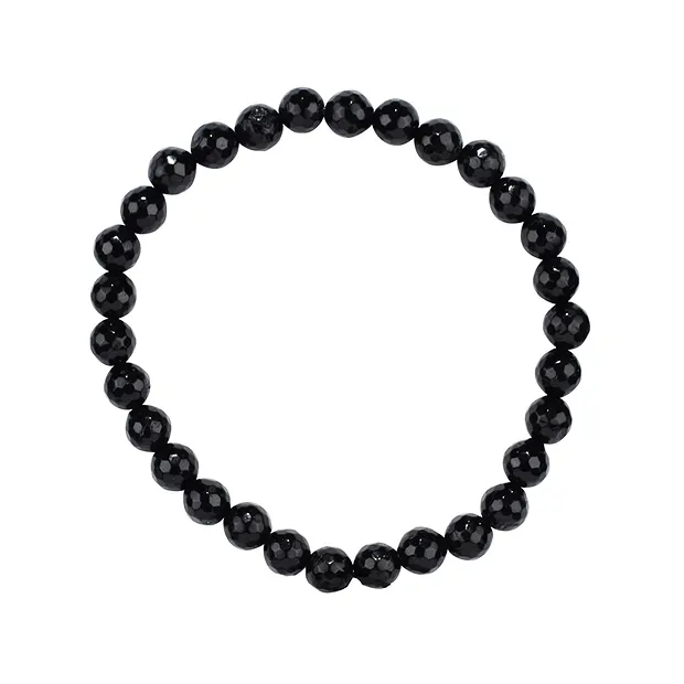 Pulsera, Turmalina negra (estabilizado), 06mm cuentas, facetado | Marco Schreier