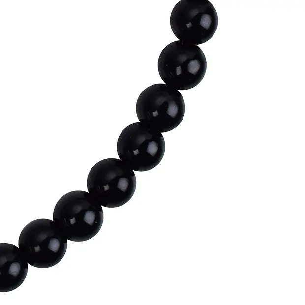 Tourmaline (black) bracelet (stab.), 04mm beads, extension chain, rhodiniert | Marco Schreier