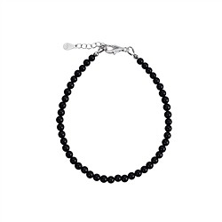 0613859040 Pulsera Turmalina negra (chorlo), 04mm cuentas, cadena de extensión, rodinado | Marco Schreier