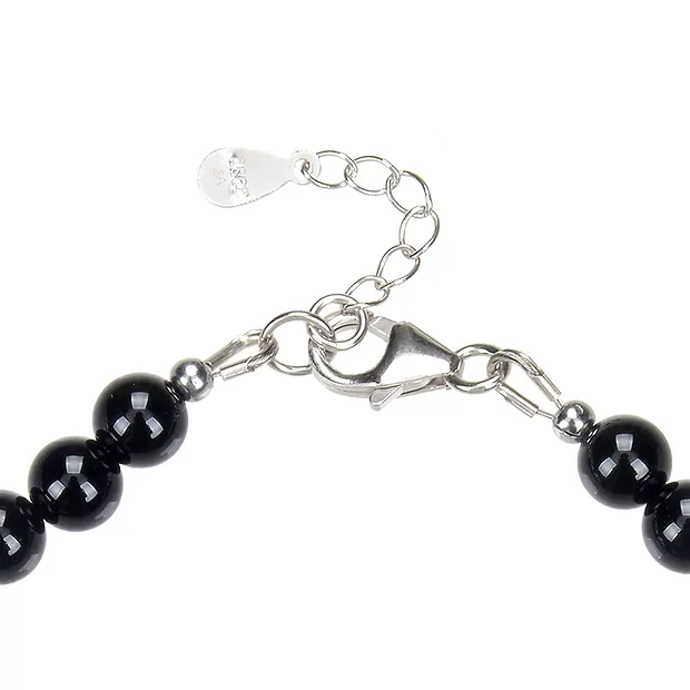 Armband Schörl (stab.), Kugeln (6mm), rhodiniert | Marco Schreier