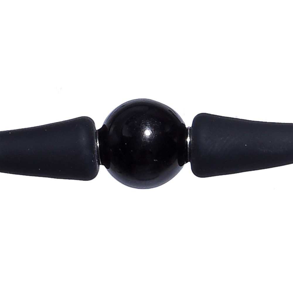 Bracelet Tourmaline ball (10mm), silicone (black), 18cm | Marco Schreier