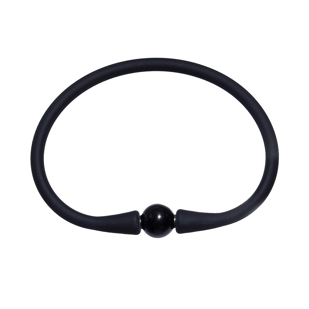 Bracelet Tourmaline ball (10mm), silicone (black), 18cm | Marco Schreier
