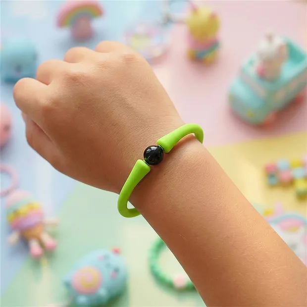 Armband, Schörl (stab.), Kugel (8mm) Silikon (grün), 15cm (kurz) | Marco Schreier