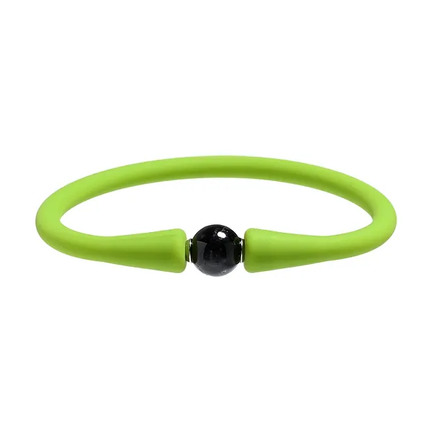 Bracelet en perles rondes Schorl (8mm), silicone (vert), 15cm (court) | Marco Schreier