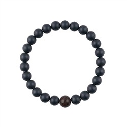 0613863207 Armband Schörl (stab.) matt, Dino-Knochen, 14cm (für Kinder) | Marco Schreier