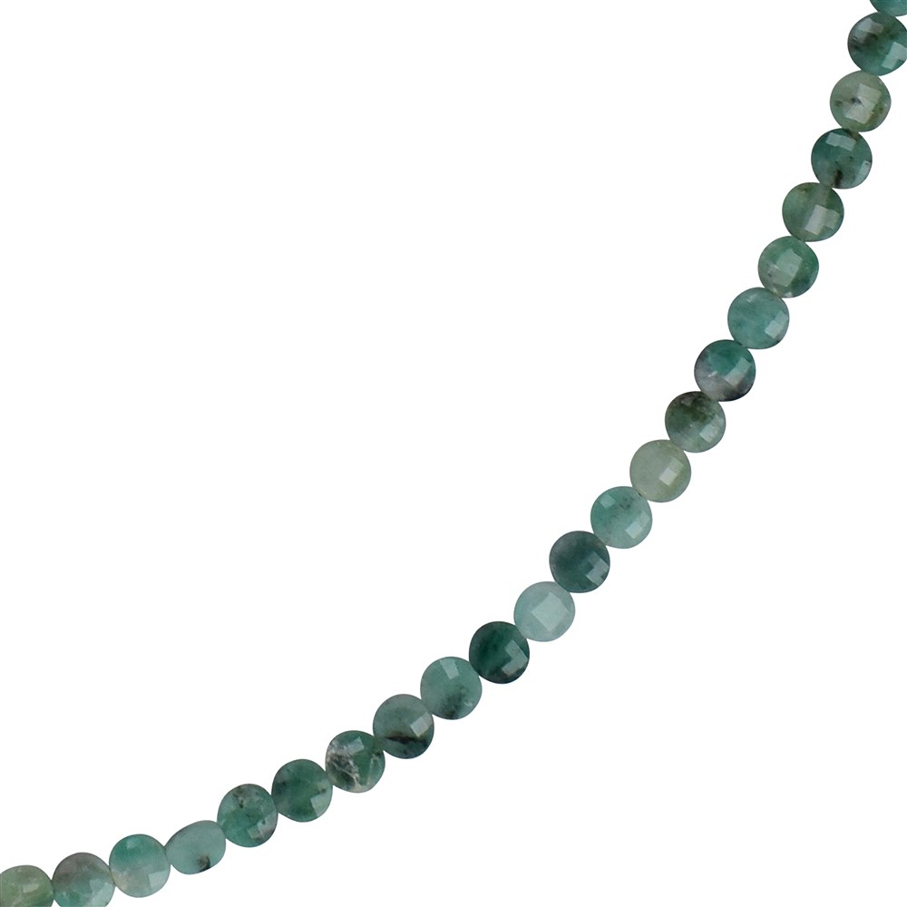 Emerald necklace, coin (3.5 - 4mm), faceted, rhodiniert, extension chain | Marco Schreier