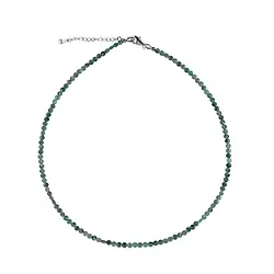 0614416010 Emerald necklace, coin (3.5 - 4mm), faceted, rhodiniert, extension chain | Marco Schreier