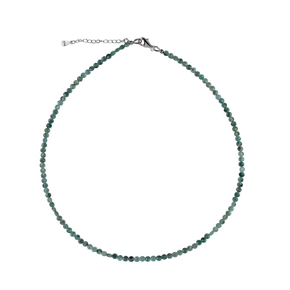 Emerald necklace, coin (3.5 - 4mm), faceted, rhodiniert, extension chain | Marco Schreier