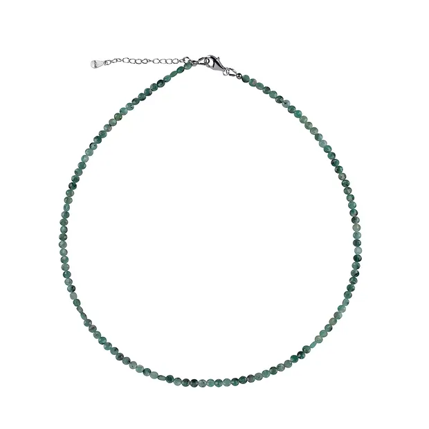 Emerald necklace, coin (3.5 - 4mm), faceted, rhodiniert, extension chain | Marco Schreier