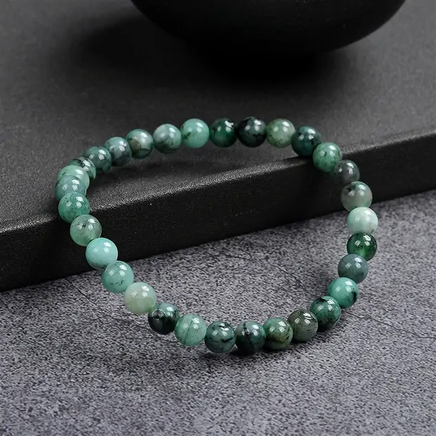 Bracelet, emerald, 06mm beads | minerals trade - gems, healing stones & jewelry