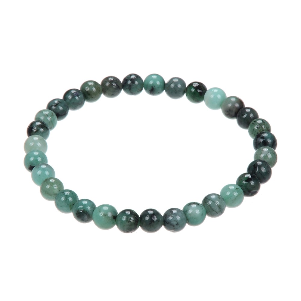 Bracelet, emerald, 06mm beads | minerals trade - gems, healing stones & jewelry