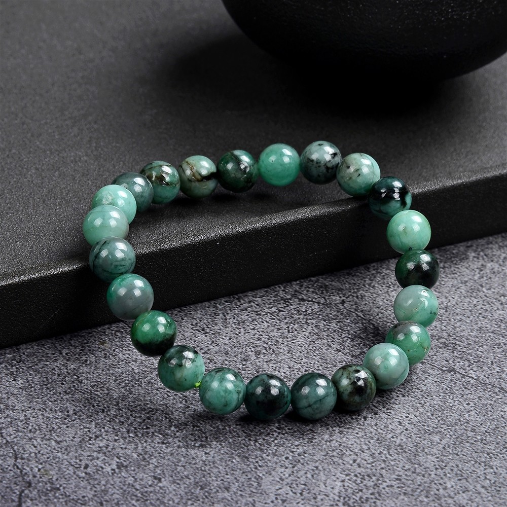 Bracelet, emerald, 08mm beads | minerals trade - gems, healing stones & jewelry