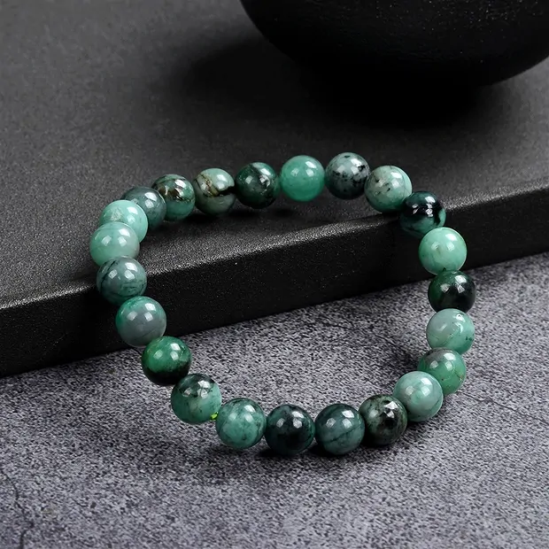 Bracelet, emerald, 08mm beads | minerals trade - gems, healing stones & jewelry