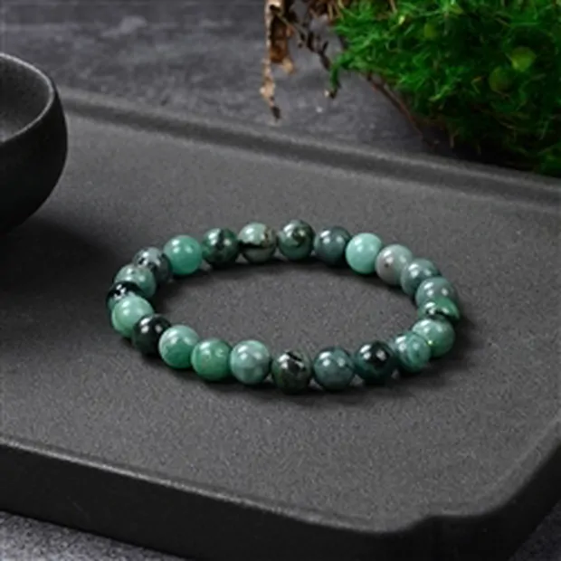 Bracelet, emerald, 08mm beads | minerals trade - gems, healing stones & jewelry
