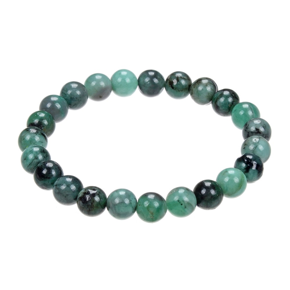 Bracelet, emerald, 08mm beads | minerals trade - gems, healing stones & jewelry