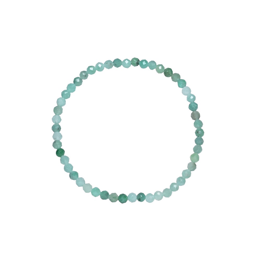 Bracelet, emerald, 03mm beads, faceted, 14cm (short) | Marco Schreier