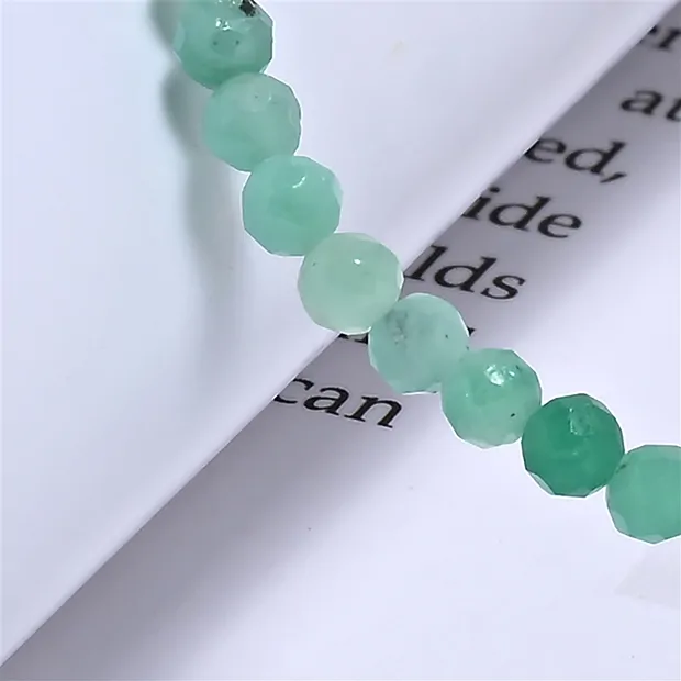 Bracelet, Émeraude, 03mm boules, facettes, 19cm | Marco Schreier