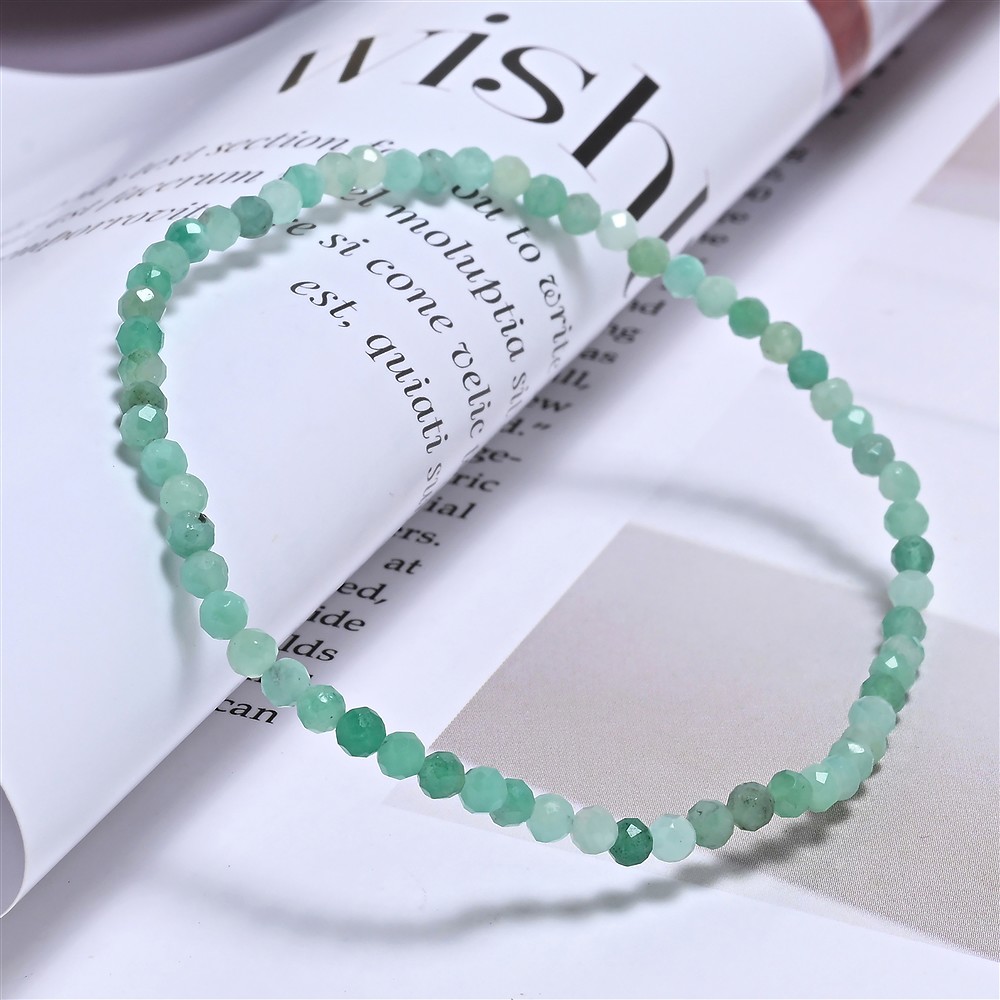 Bracciale, smeraldo, perline da 03 mm, sfaccettato, 19 cm | Marco Schreier