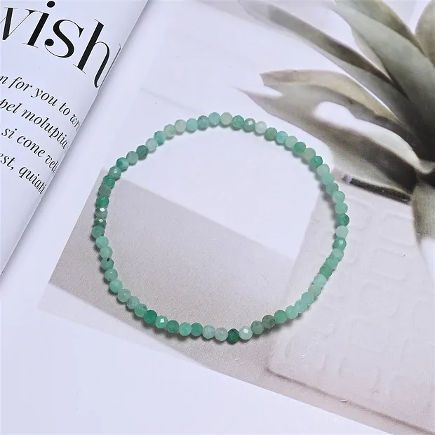 Bracelet, Émeraude, 03mm boules, facettes, 19cm | Marco Schreier