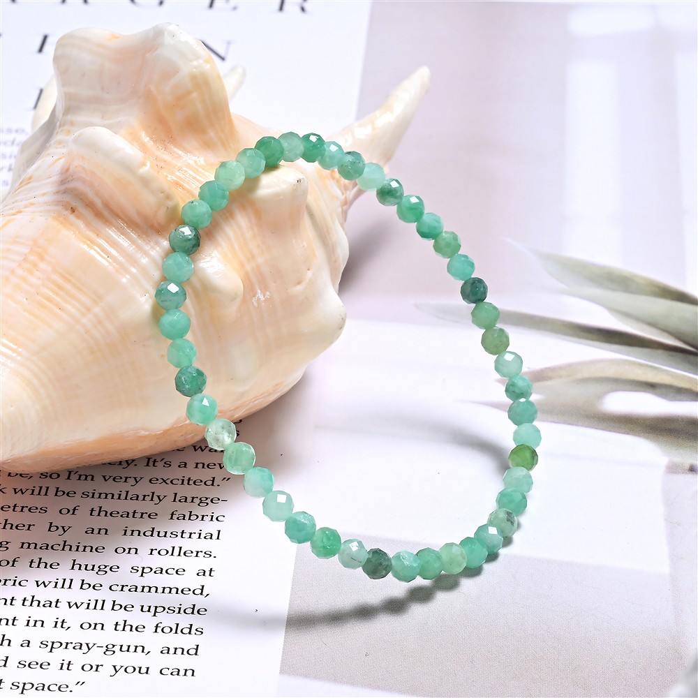 Bracciale, smeraldo, perline da 04 mm, sfaccettate | Marco Schreier