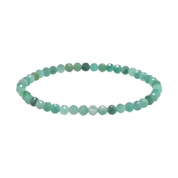 Bracelet, emerald, 04mm beads, faceted | Schreier gems, healing stones & jewelry