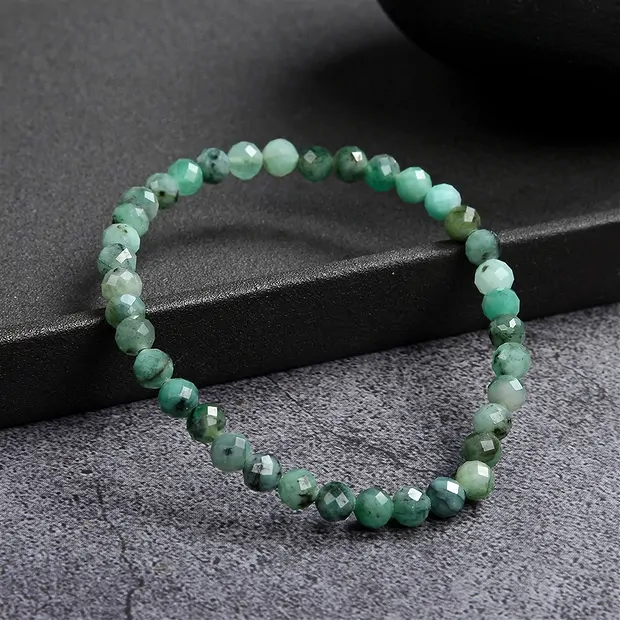Bracciale, smeraldo, perline da 05 mm, sfaccettate | Marco Schreier