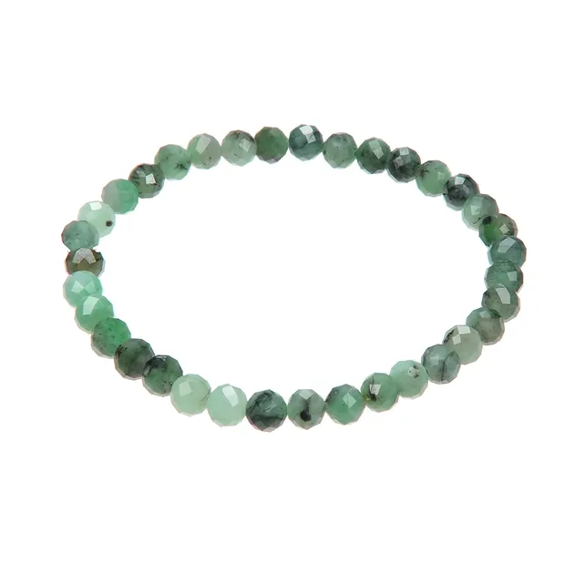 Bracelet, emerald, 05mm beads, faceted | Schreier gems, healing stones & jewelry