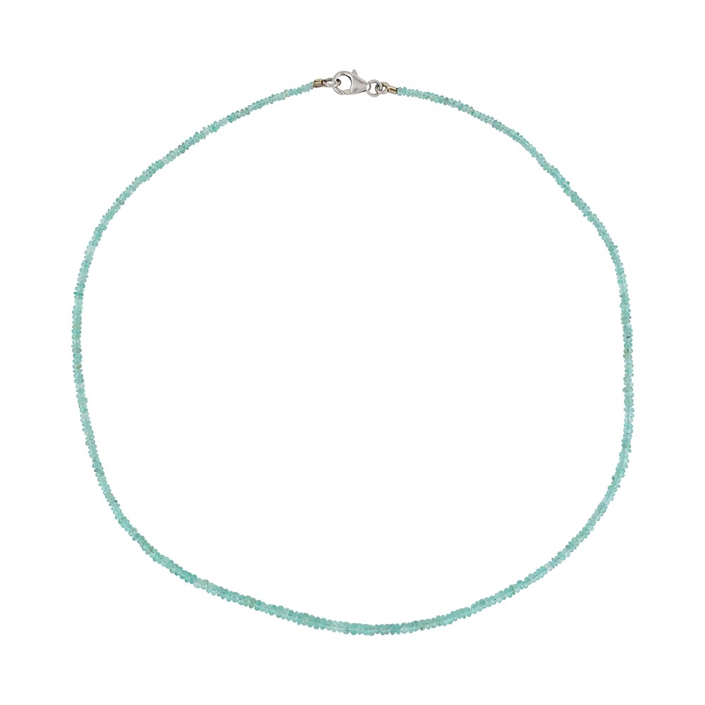 Collana a bottoni, smeraldo, 1,0-1,2 x 2,3-3,4 mm/45 cm, sfaccettato, con sfumatura | Marco Schreier