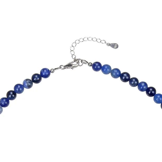 Collar Sodalita bola 6mm, plata rodinada, prolongación cadena | Marco Schreier