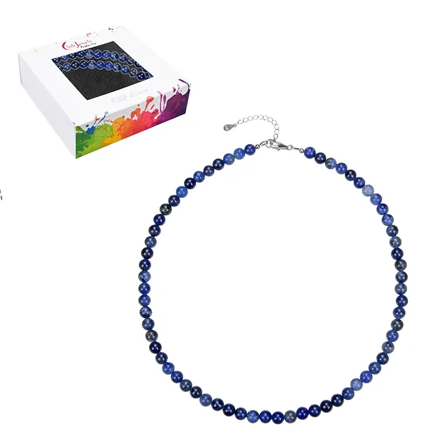 Collar Sodalita bola 6mm, plata rodinada, prolongación cadena | Marco Schreier