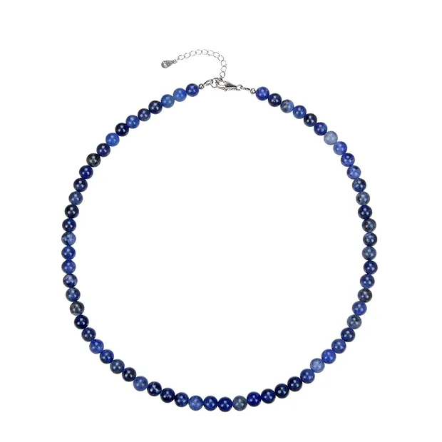 Kette Sodalith, Kugeln (6mm), rhodiniert | GH Edelsteine, Heilsteine & Schmuck