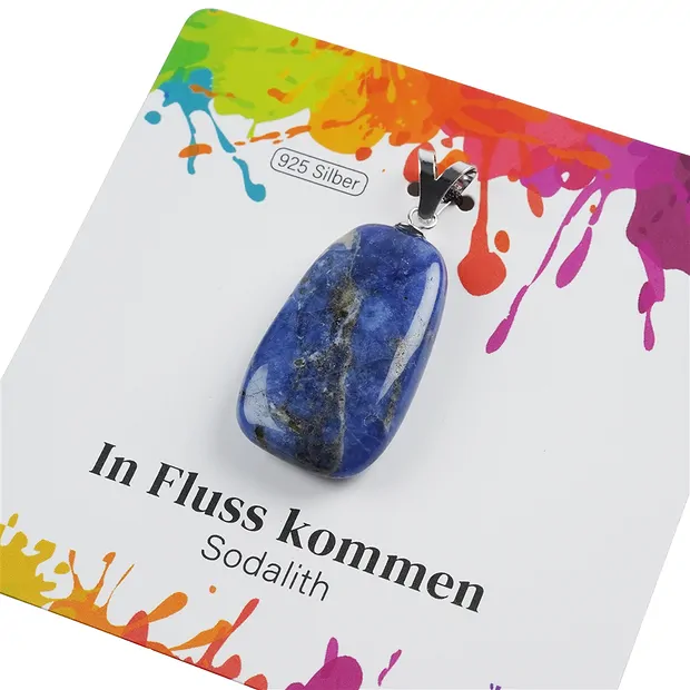 Anhänger Sodalith, Trommelstein groß, rhodiniert | Marco Schreier